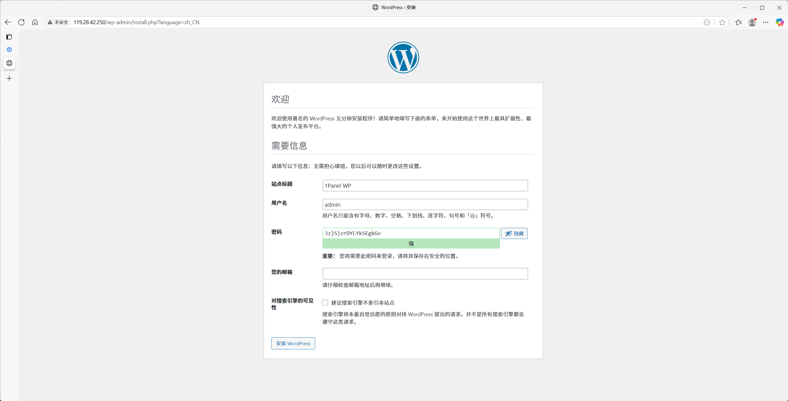WordPress setup